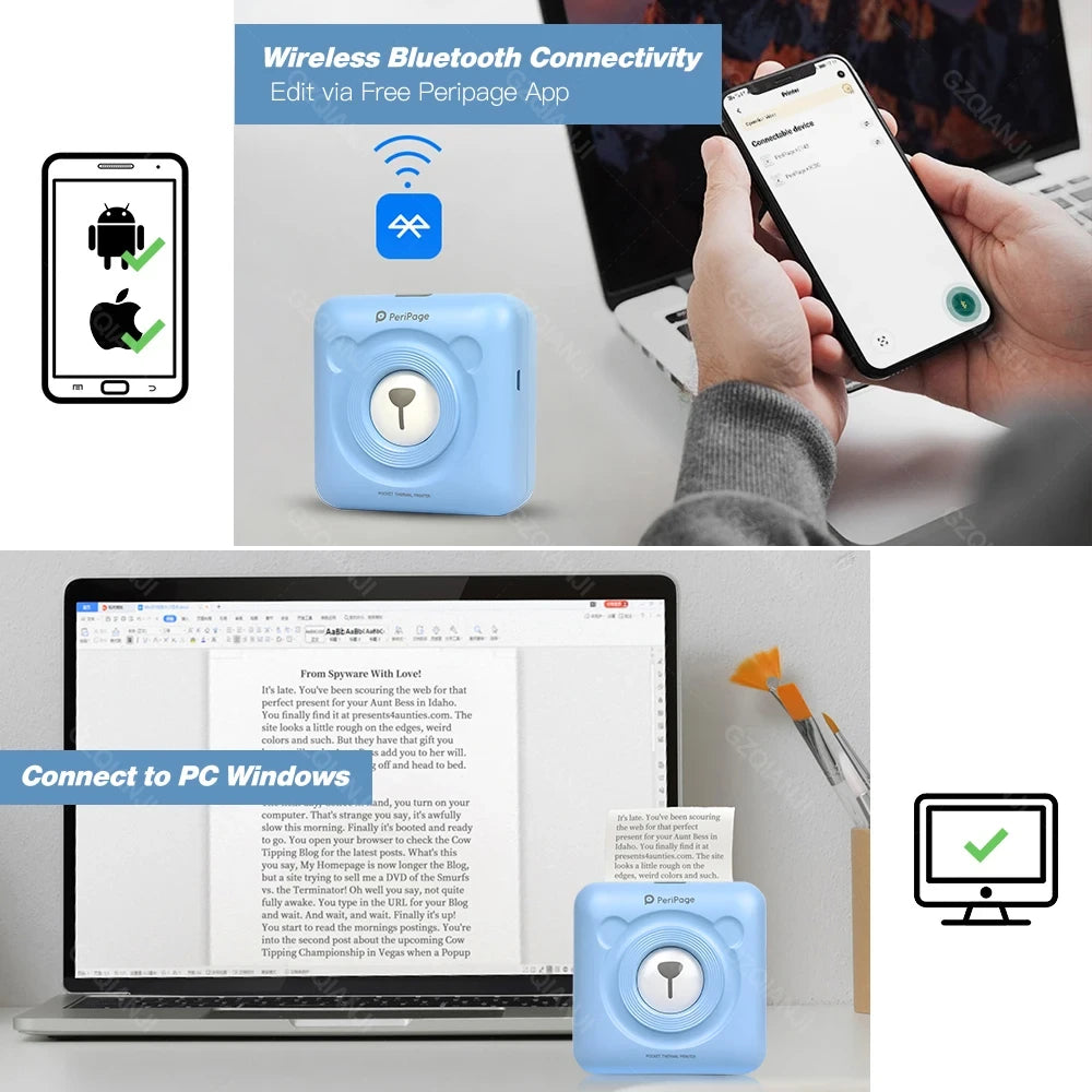 Mini Bluetooth Photo Printer – Portable Inkless Pocket Printer