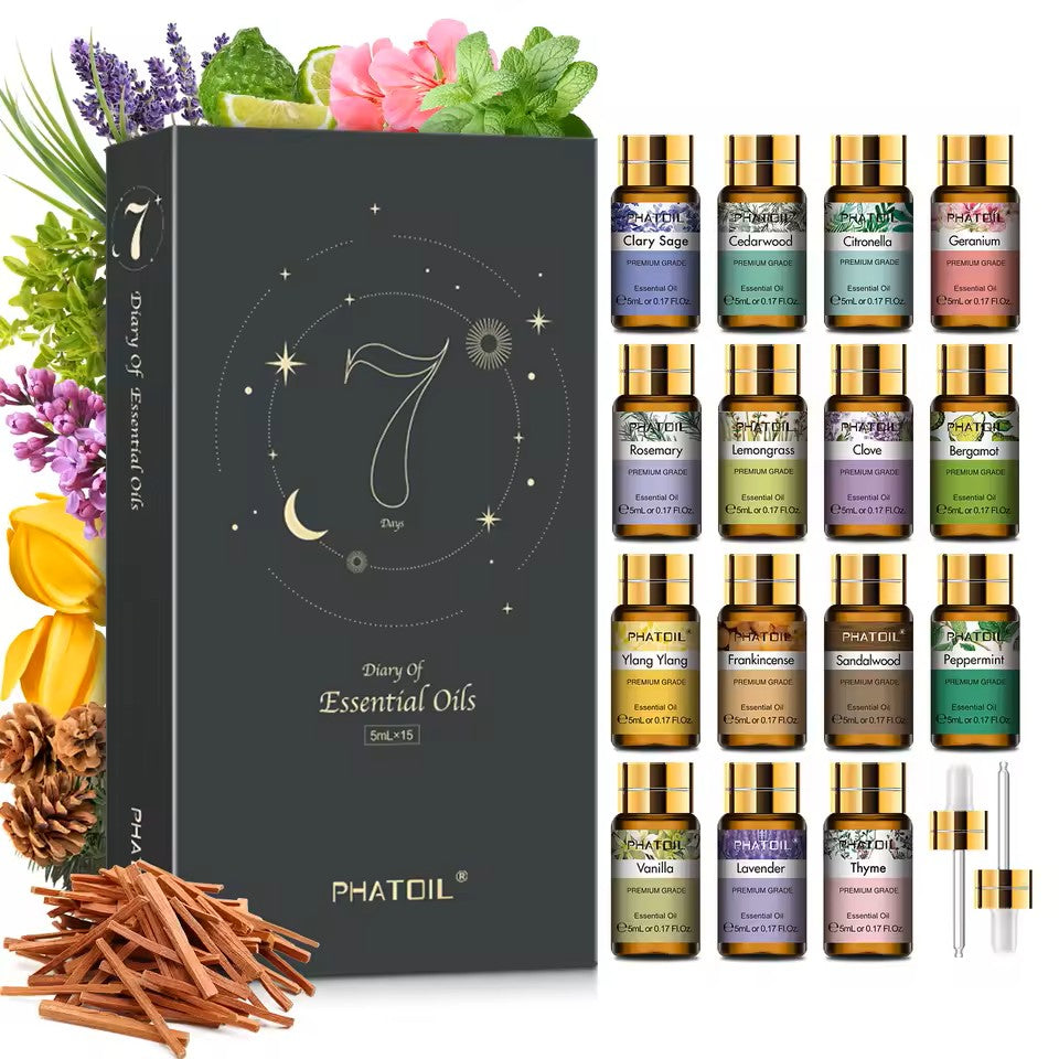 Essential Oils Set – 15 Pack 5ml (Lavender, Vanilla, Peppermint & More)