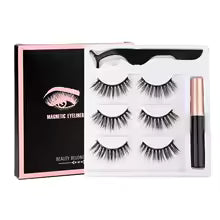 Magnetic Mink Eyelashes Set – Natural False Lashes with Eyeliner & Tweezer