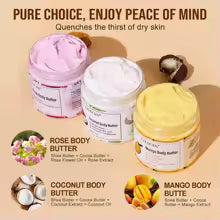 Shea Body Butter — Deep Hydration Cream in Coconut, Rose & Mango