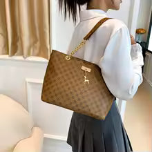 Soft Leather Large Capacity Tote Bag with Charm | Women's Shoulder Bag