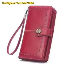 Women's Anti-Theft Leather Wallet – Long Zipper Clutch & Card Holder