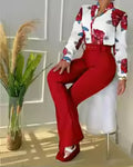 Women's Autumn Winter Trouser Set with Belt