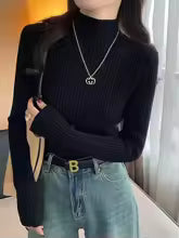 Slim Fit Turtleneck Knit Sweater