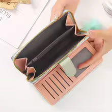 Women's Long Wallet & Wristlet Handbag – PU Leather Card Organizer