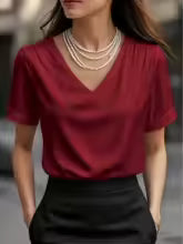 Elegant Satin V-Neck Blouse