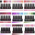 LILYCUTE 6Pcs 7ML Gel DIY Nails Polish Set Bright Pink Nail Charms Soak Off UV LED Gel Varnish Nail Art Design Accessories