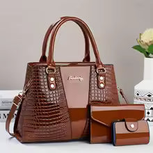 Chic Women's 3-Piece Tote Set | Faux Leather Animal Print Bag with Clutch & Card Holder