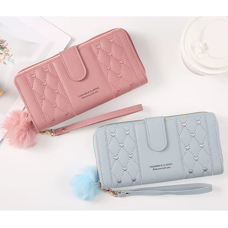 Women's Long Wallet & Wristlet Handbag – PU Leather Card Organizer