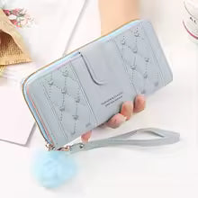 Women's Long Wallet & Wristlet Handbag – PU Leather Card Organizer