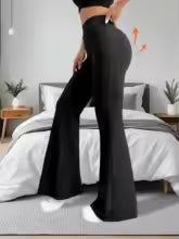 High-Waisted Black Bell Bottom Pants Set (4 Pairs)