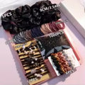 1085-Piece Dark Hair Accessories Set — Scrunchies, Hair Ties & Headbands