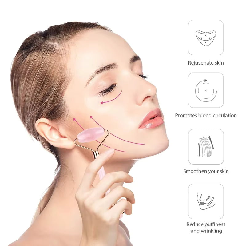 Gua Sha Facial Tool Set – Rose Quartz Face Massager