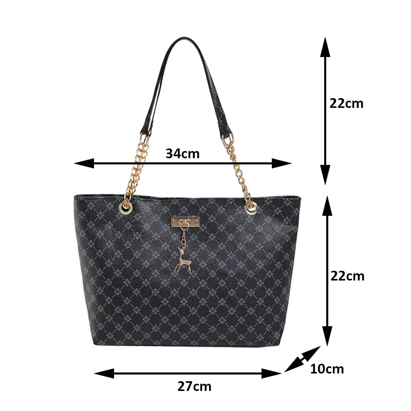 Soft Leather Large Capacity Tote Bag with Charm | Women's Shoulder Bag