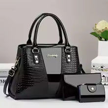 Chic Women's 3-Piece Tote Set | Faux Leather Animal Print Bag with Clutch & Card Holder