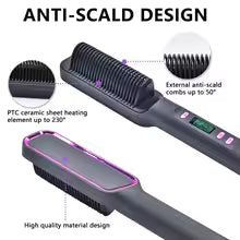Electric Hot Comb Hair Straightener with Negative Ion Technology