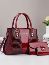 Chic Women's 3-Piece Tote Set | Faux Leather Animal Print Bag with Clutch & Card Holder