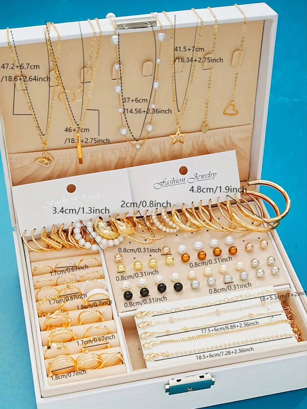 83pcs Elegant Pearl Geometric Earrings Necklace Bracelet Ring Jewelry Set For Women Heart Butterfly Star Daily Party Jewelry New