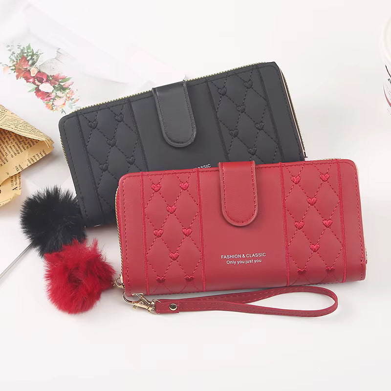 Women's Long Wallet & Wristlet Handbag – PU Leather Card Organizer