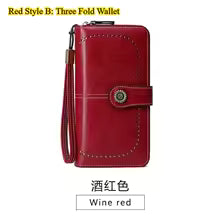 Women's Anti-Theft Leather Wallet – Long Zipper Clutch & Card Holder