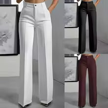 Women's High-Waisted Straight Pants