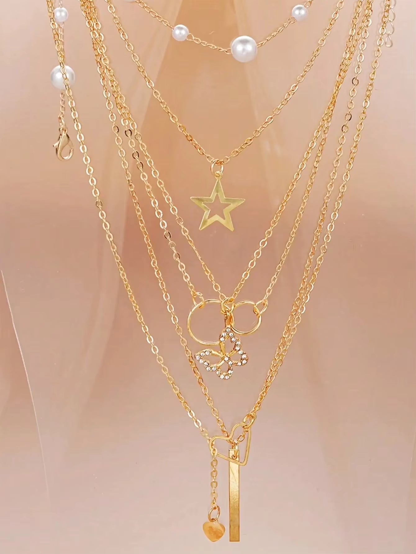 83pcs Elegant Pearl Geometric Earrings Necklace Bracelet Ring Jewelry Set For Women Heart Butterfly Star Daily Party Jewelry New