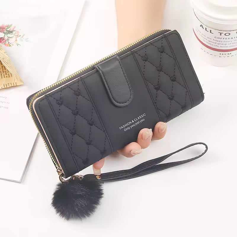 Women's Long Wallet & Wristlet Handbag – PU Leather Card Organizer
