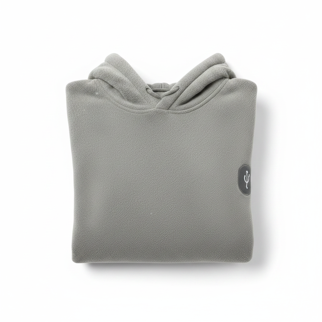 USB heating hoodie folded flat lay